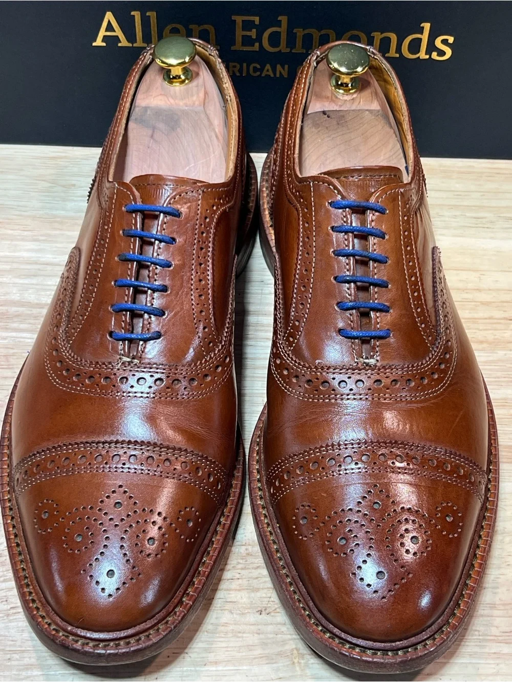 Allen Edmonds Elgin Men’s Leather Brogue Cap Toe Oxfords Sz 11D Made In USA 🇺🇸